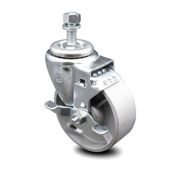 4 Inch Semi Steel Wheel Swivel ½ Inch Threaded Stem Caster with Brake SCC, Service Caster, Mfr#: SCC-TS20S414-SSS-TLB-121315